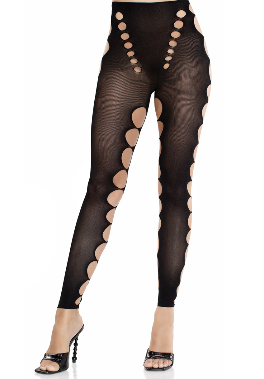 9243 Seamless Opaque Cut out Footless Black