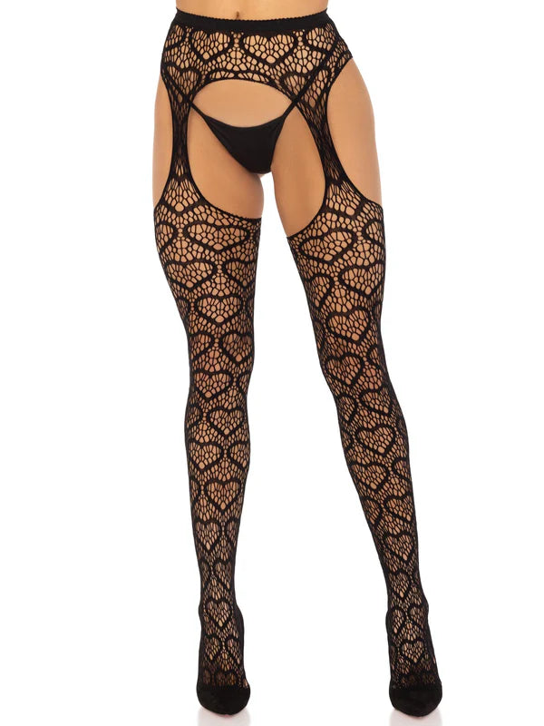 1958 Amore Heart Net Suspender Pantyhose