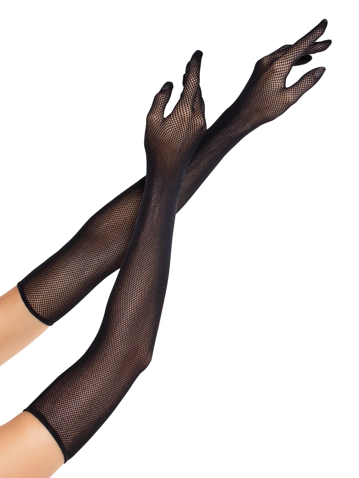 2045 Opera Length Fishnet Gloves Black