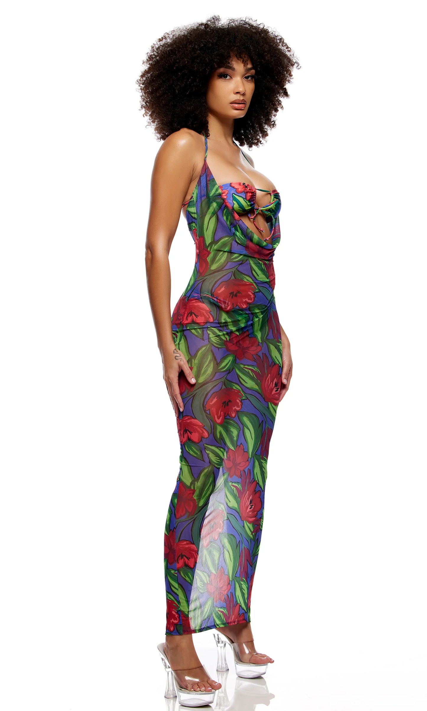 445508 Amalfi Mesh Pool Maxi Dress - Painted Flora