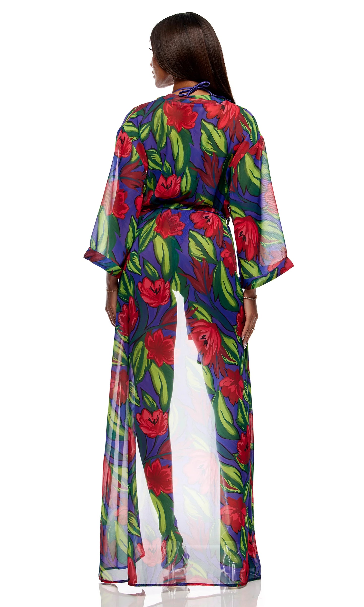 445516 Termoli Mesh Pool Kimono - Painted Flora