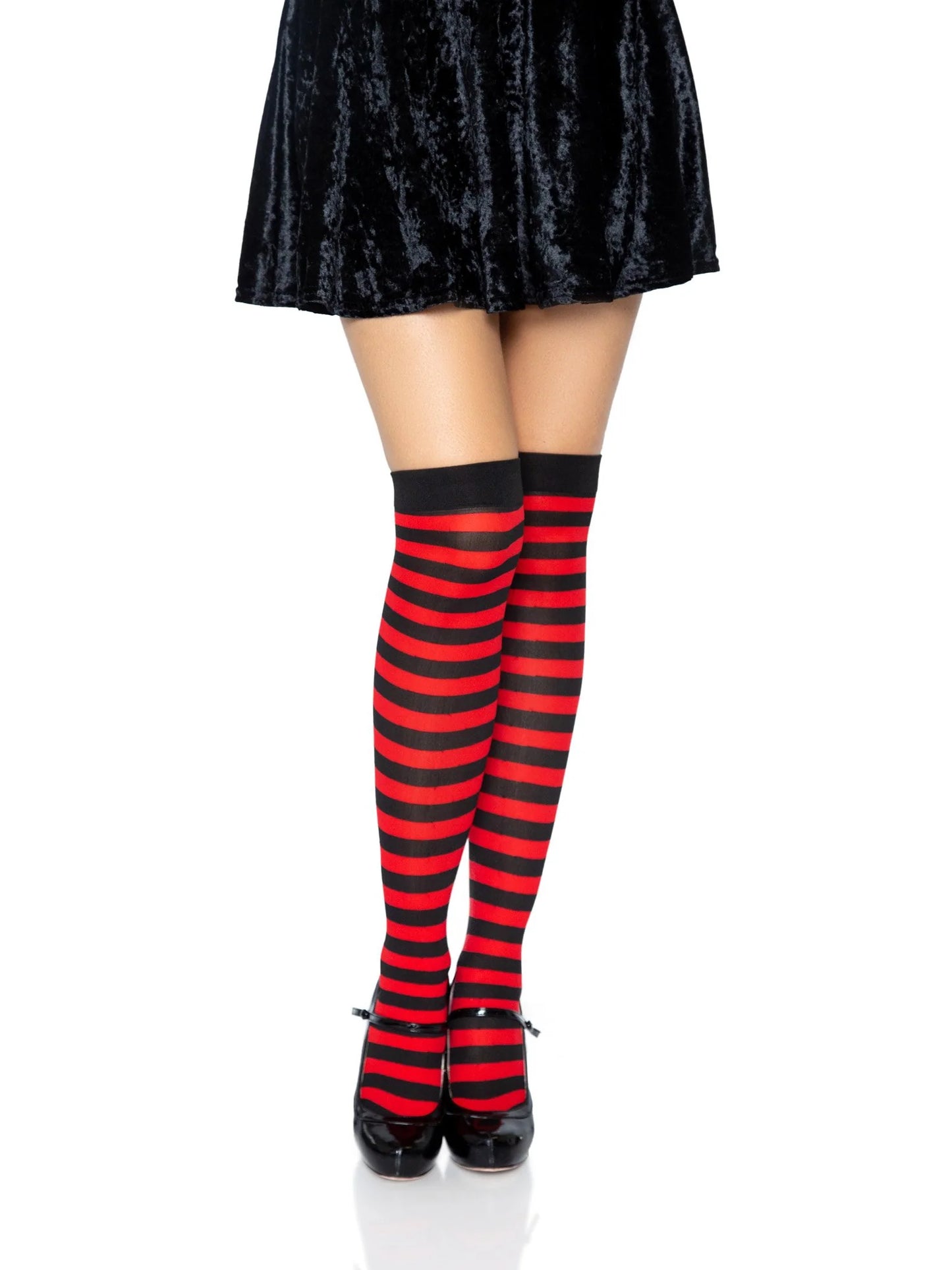 6005 Cari Striped Stockings Black and Red