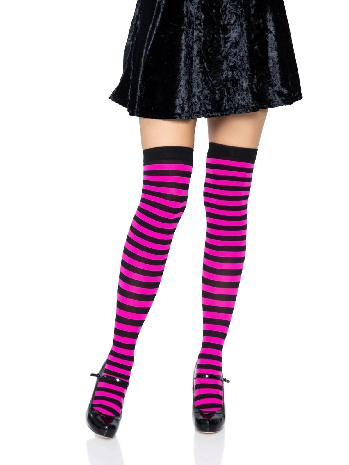 6005 Cari Striped Stockings black and pink
