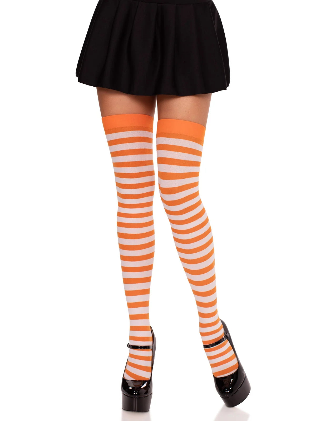 6005 Cari Striped Stockings white and orange