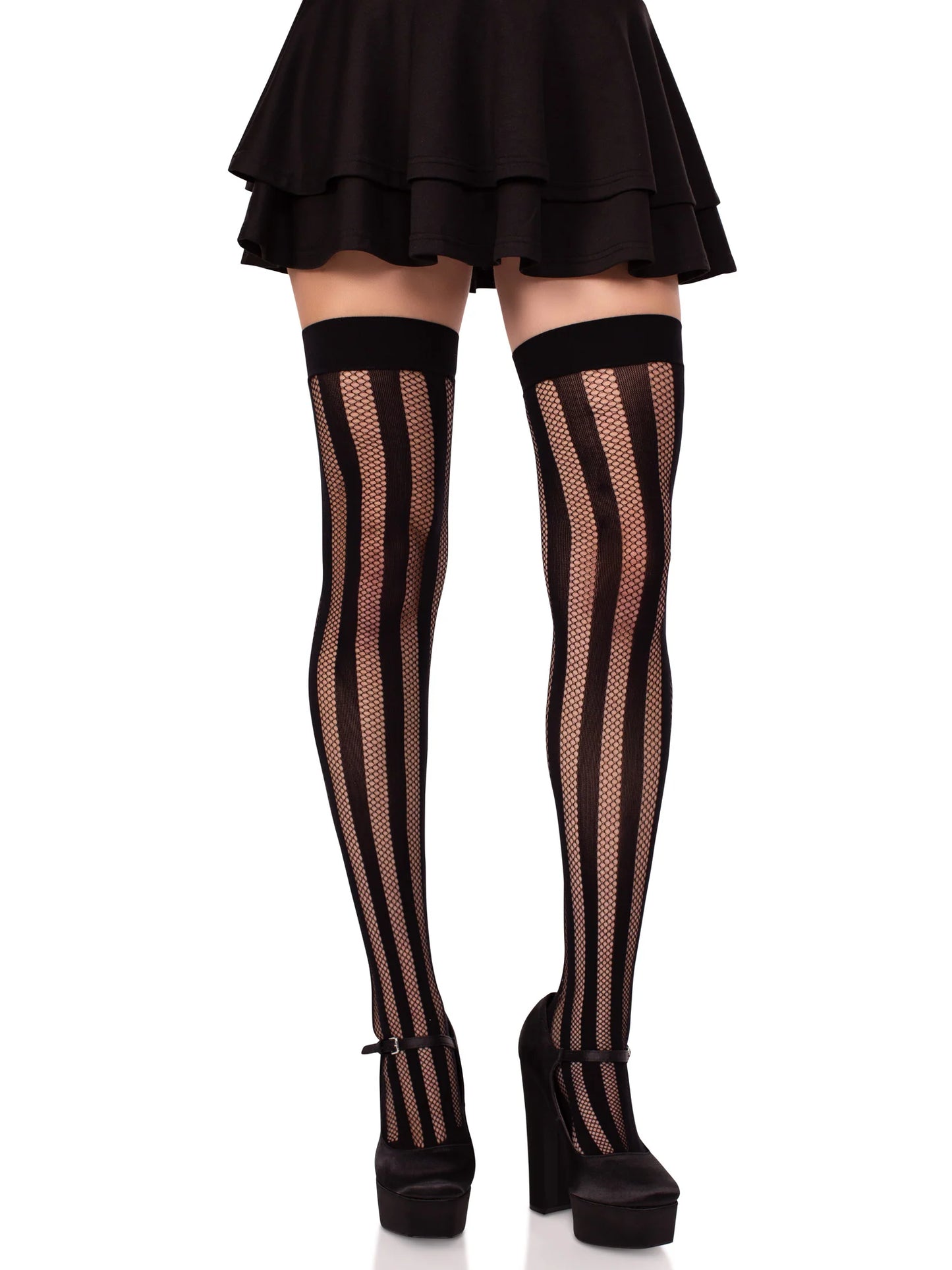 6225 Krya Striped Net Thigh Highs