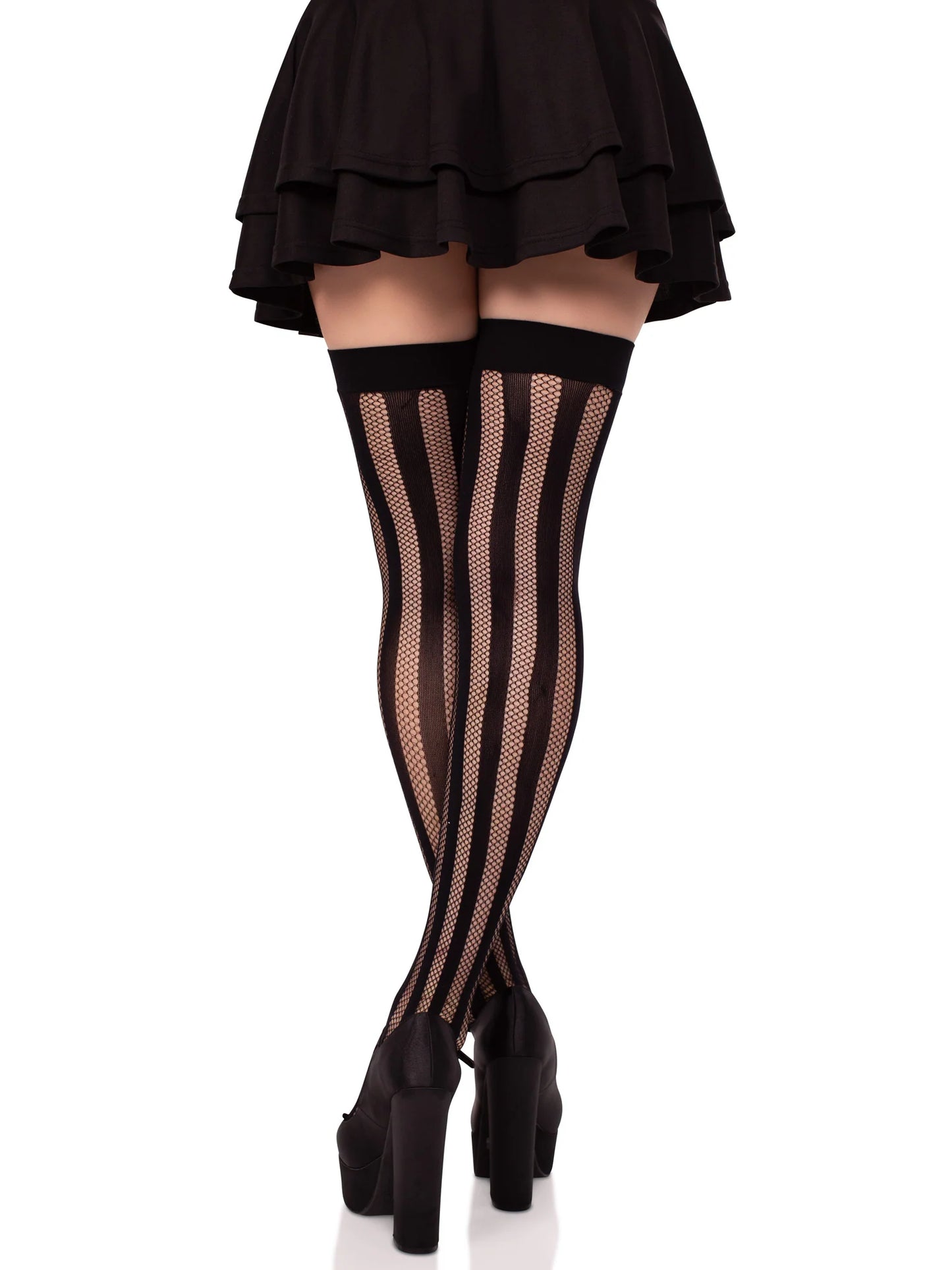 6225 Krya Striped Net Thigh Highs