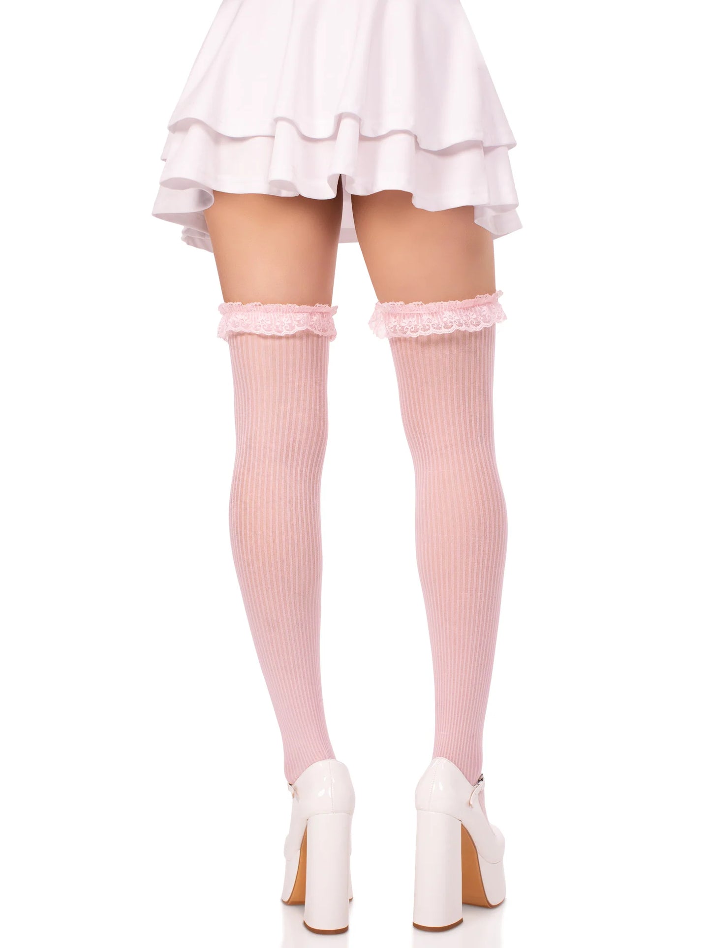 6229 Calliope Striped Thigh Highs Light Pink