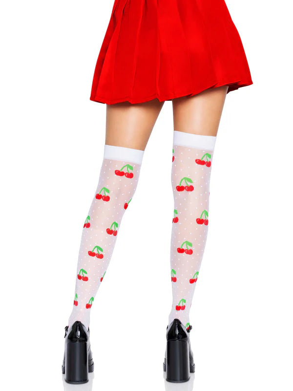 6638 Cherry Dot Thigh Highs