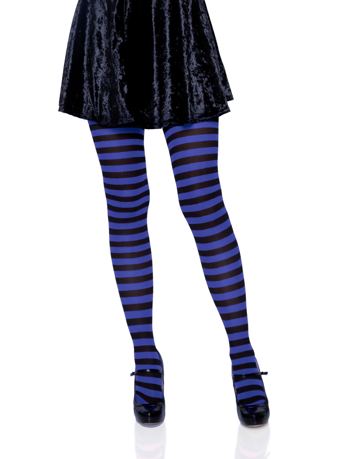 7100 Jada Striped Women's Tights Black and Royal Blue