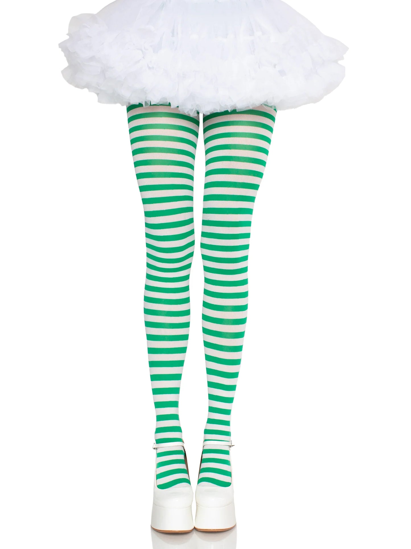 7100 Jada Striped Women's Tights Green and White
