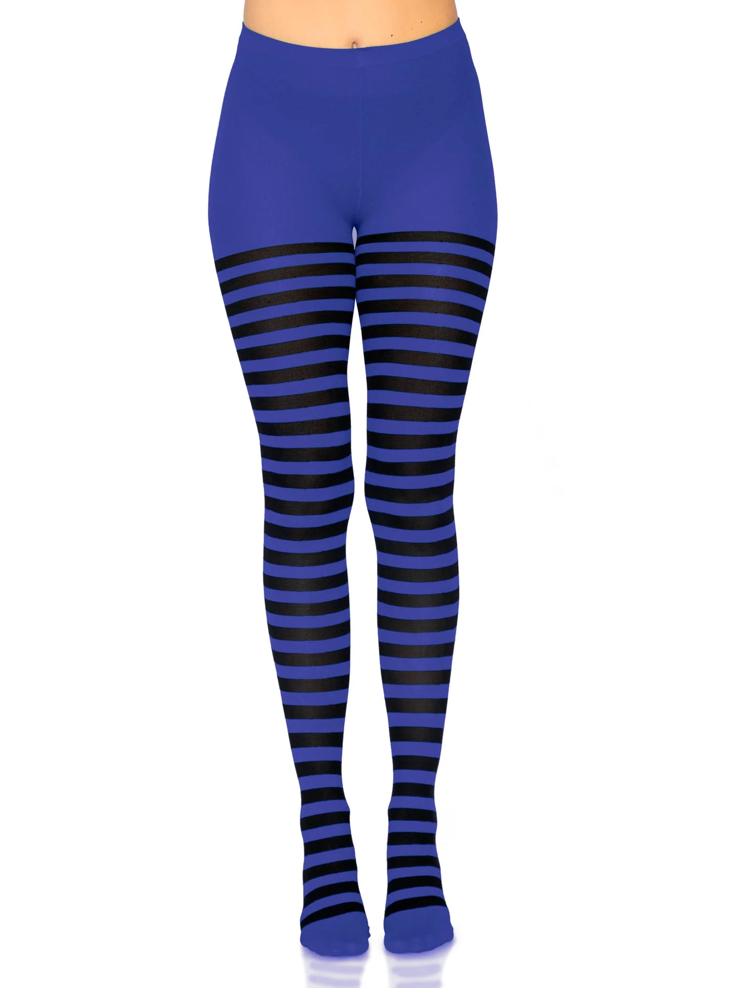 7100 Jada Striped Women's Tights Black and Royal Blue