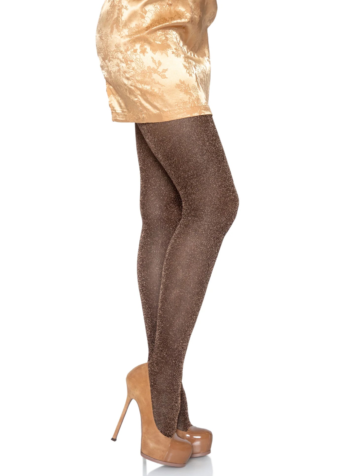 7130 Marsha Lurex Shimmer Tights Black and Bronce