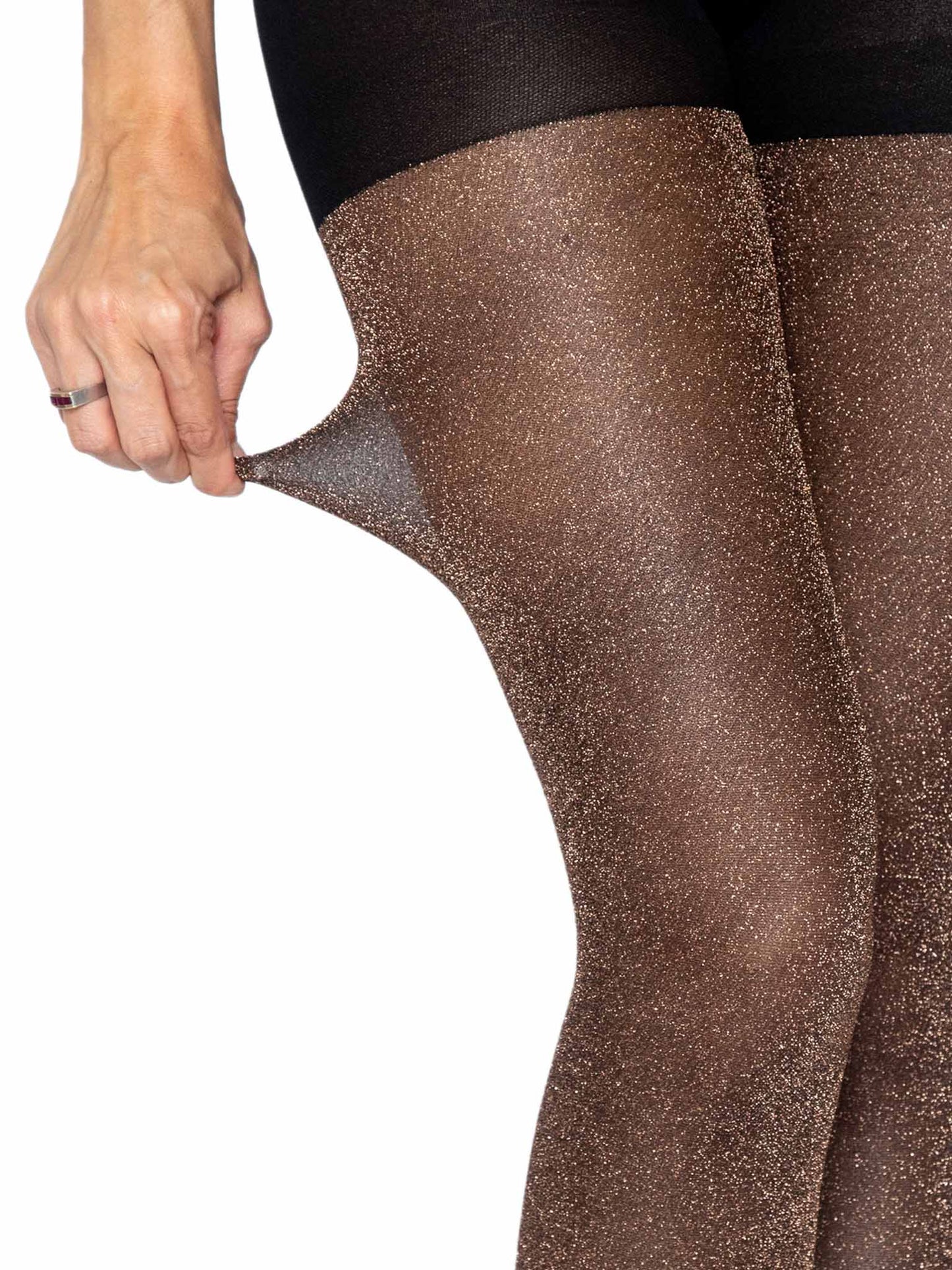 7130 Marsha Lurex Shimmer Tights Black and Bronce