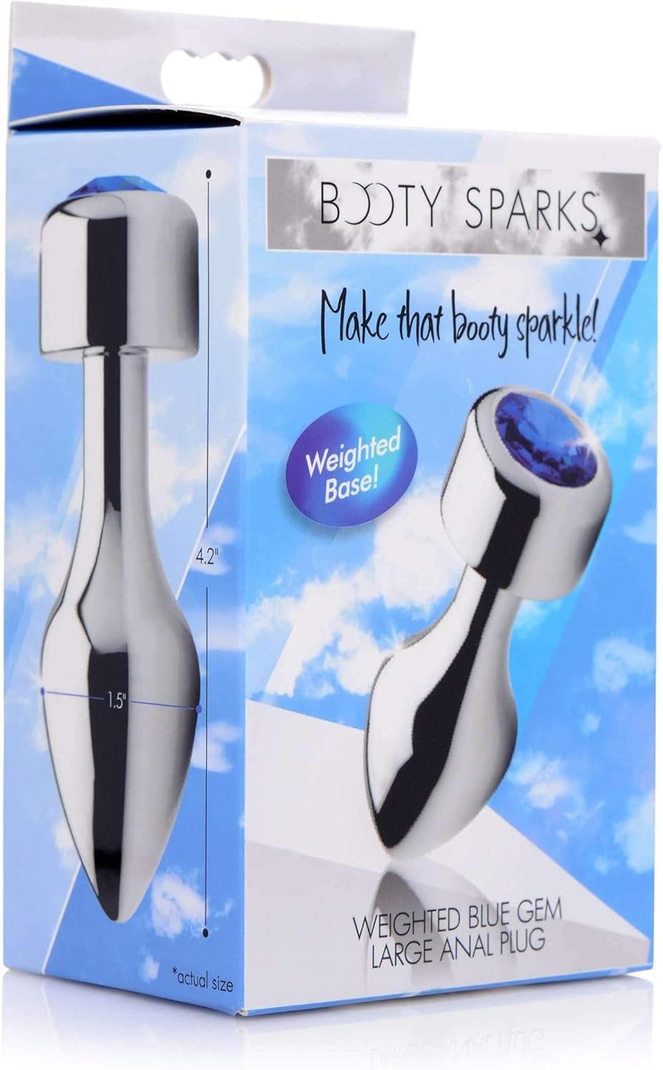 Booty Sparks Weighted Base Aluminum Plug Blue Gem-Large