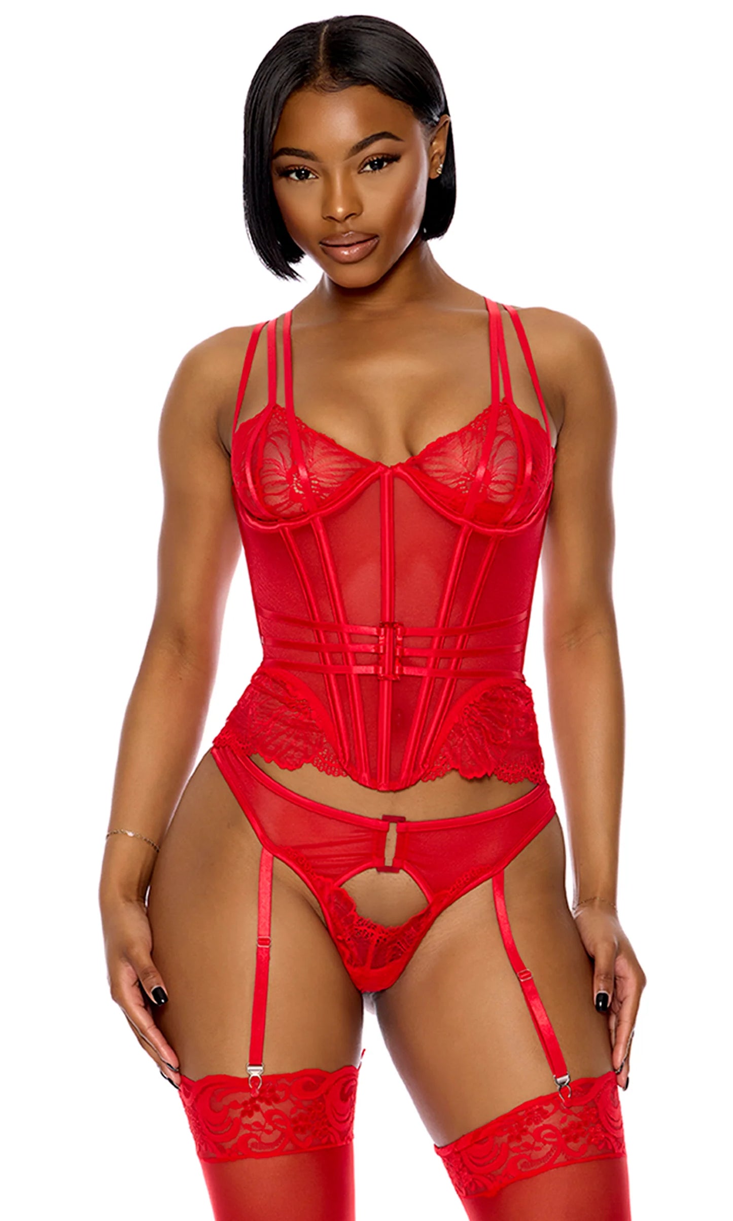 774535 Thirst Strap Strappy Lace Bustier Lingerie Set