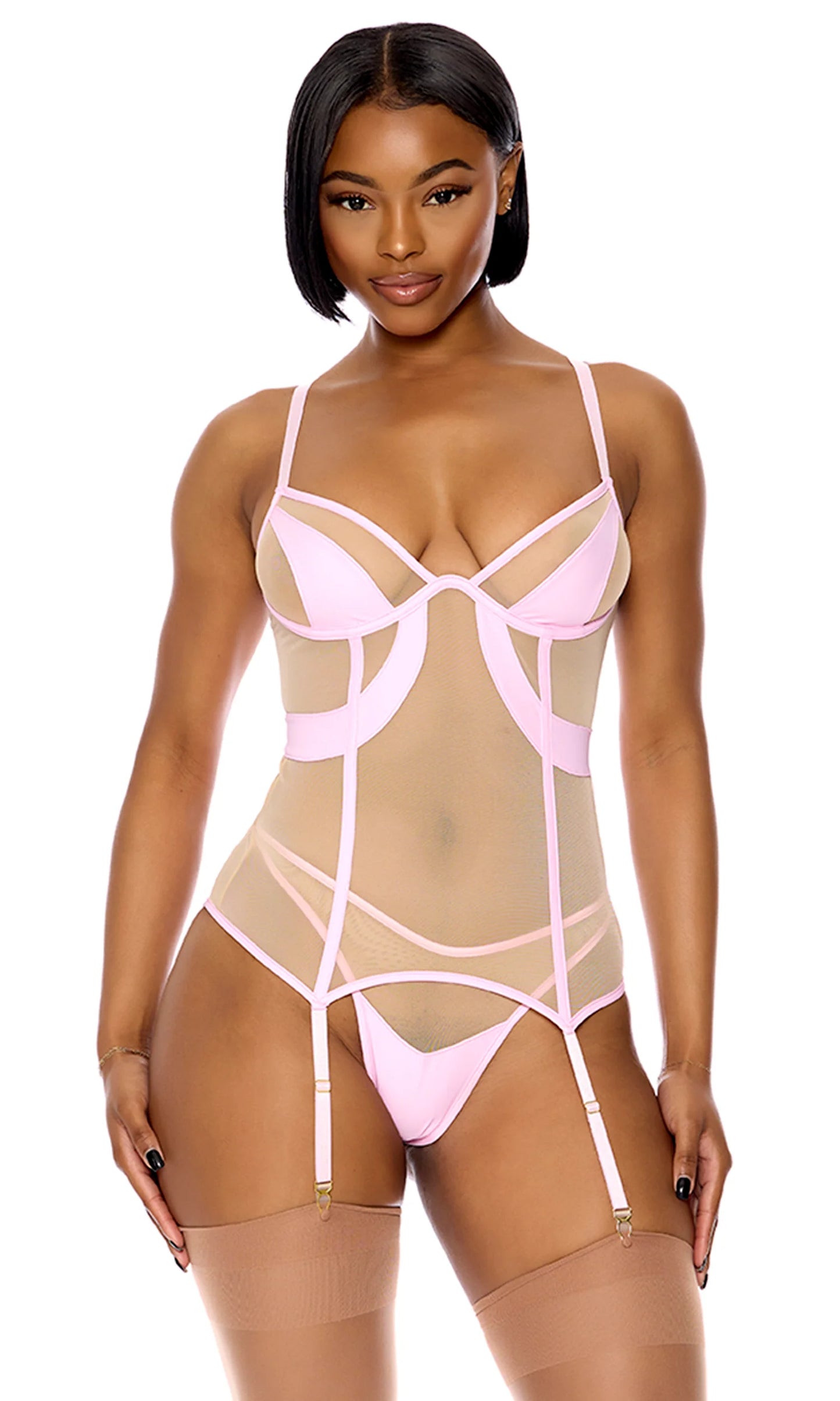 774566 Catch My Wave Mesh Bustier Lingerie Set