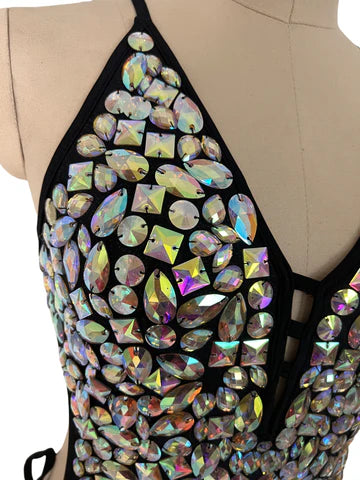 BCR-002 Lustrous Prism Black Crystal One Piece Bodysuit