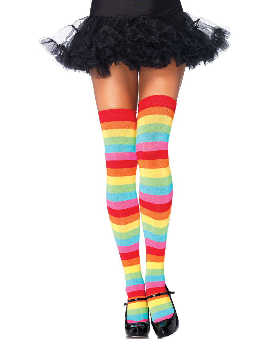 6334 Rainbow Striped long Tigh high