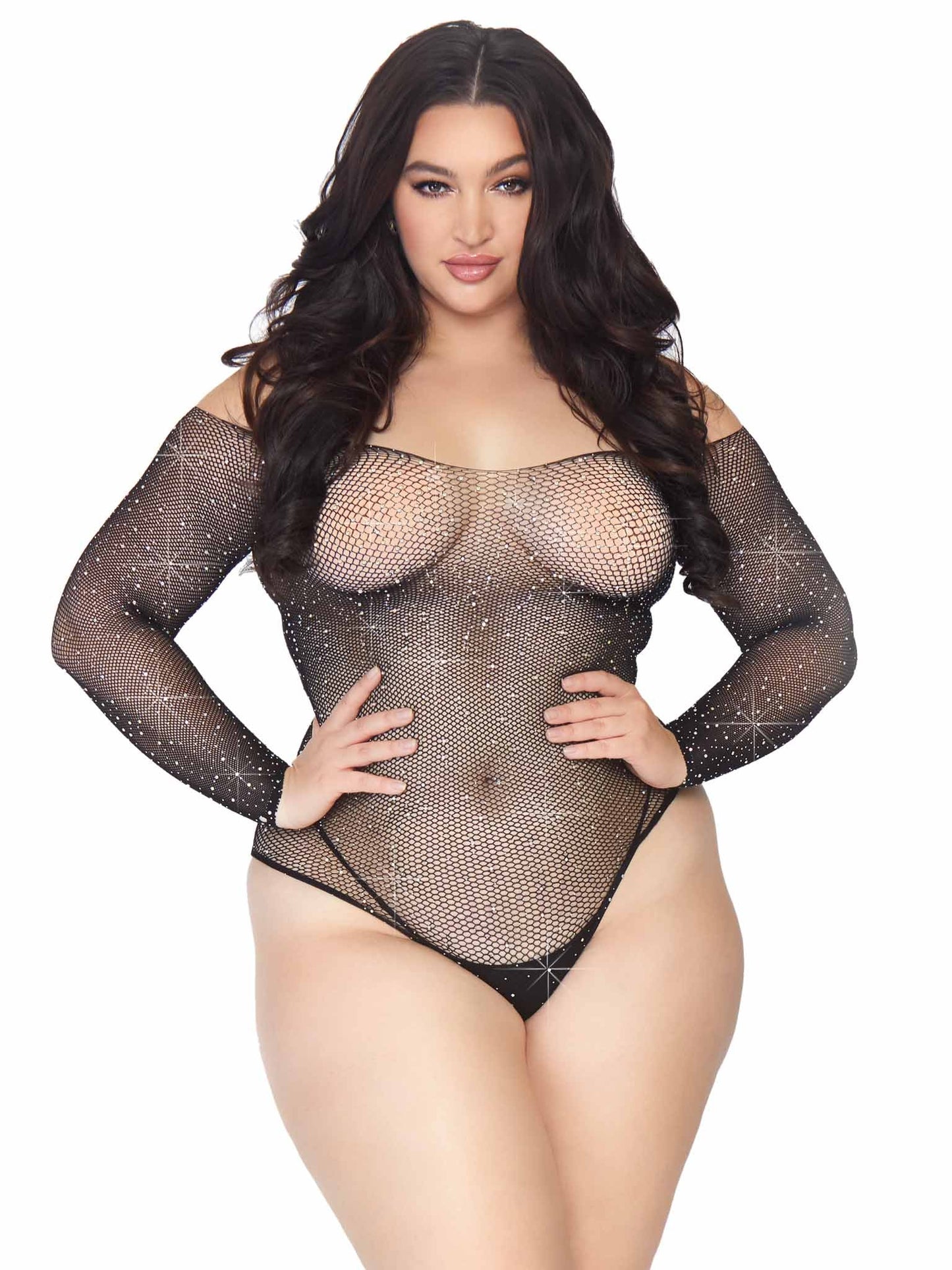 89231x Plus Falling 4 U Rhinestone Bodysuit