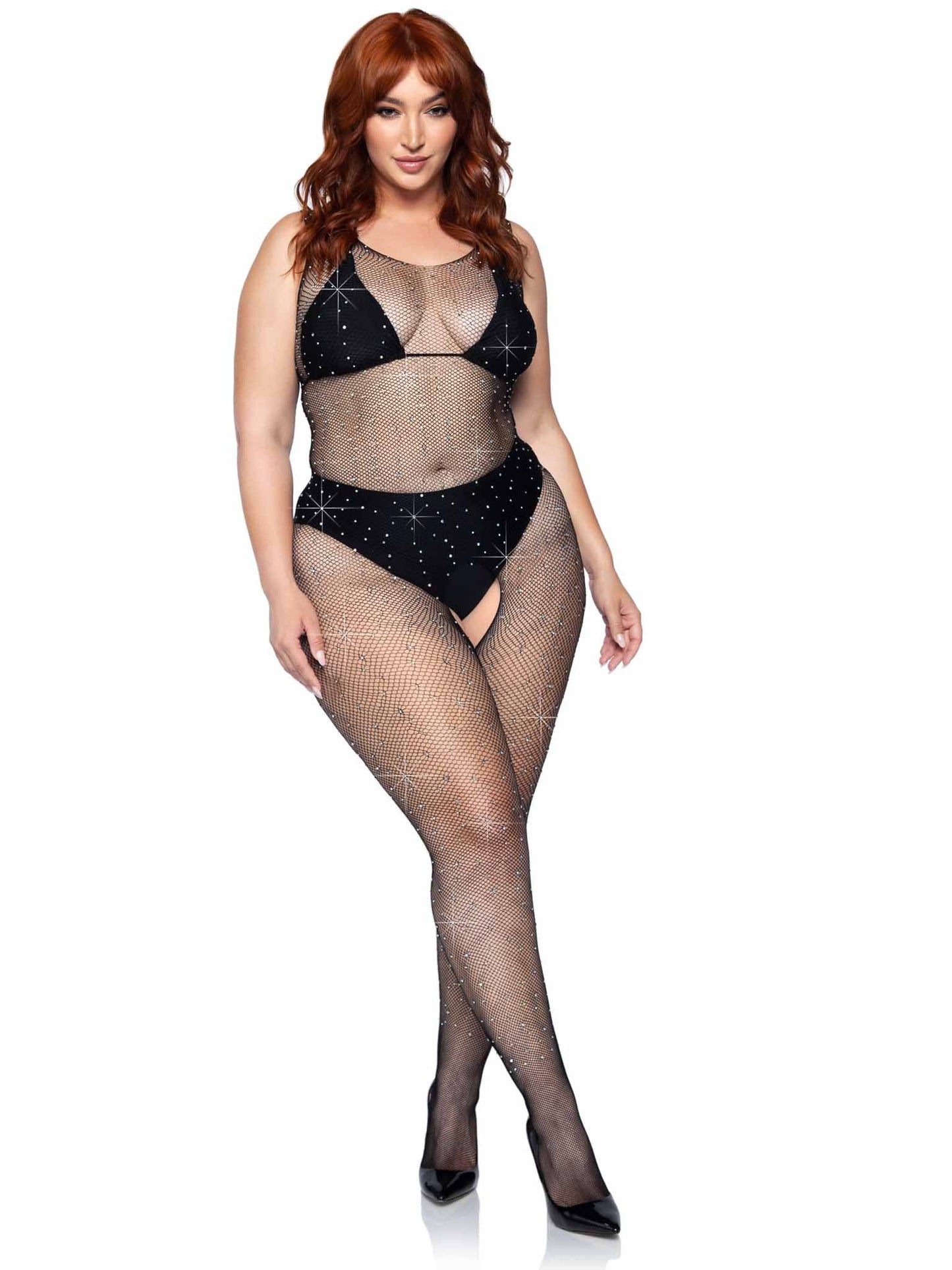 89232X Leg Avenue Crystalized Fishnet Tank Bodystocking