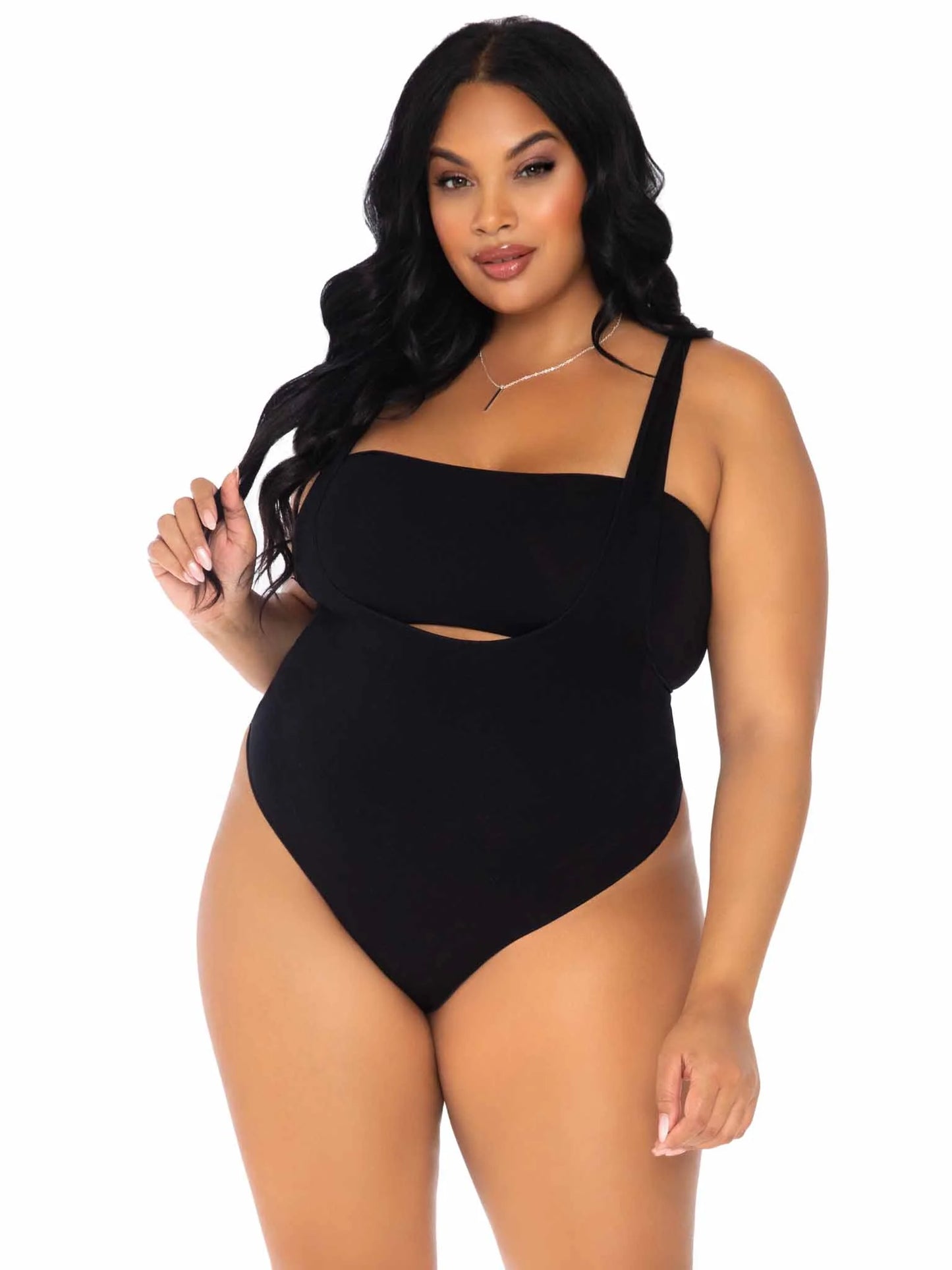 89261x Tongue Tied Plus Bodysuit Set Black
