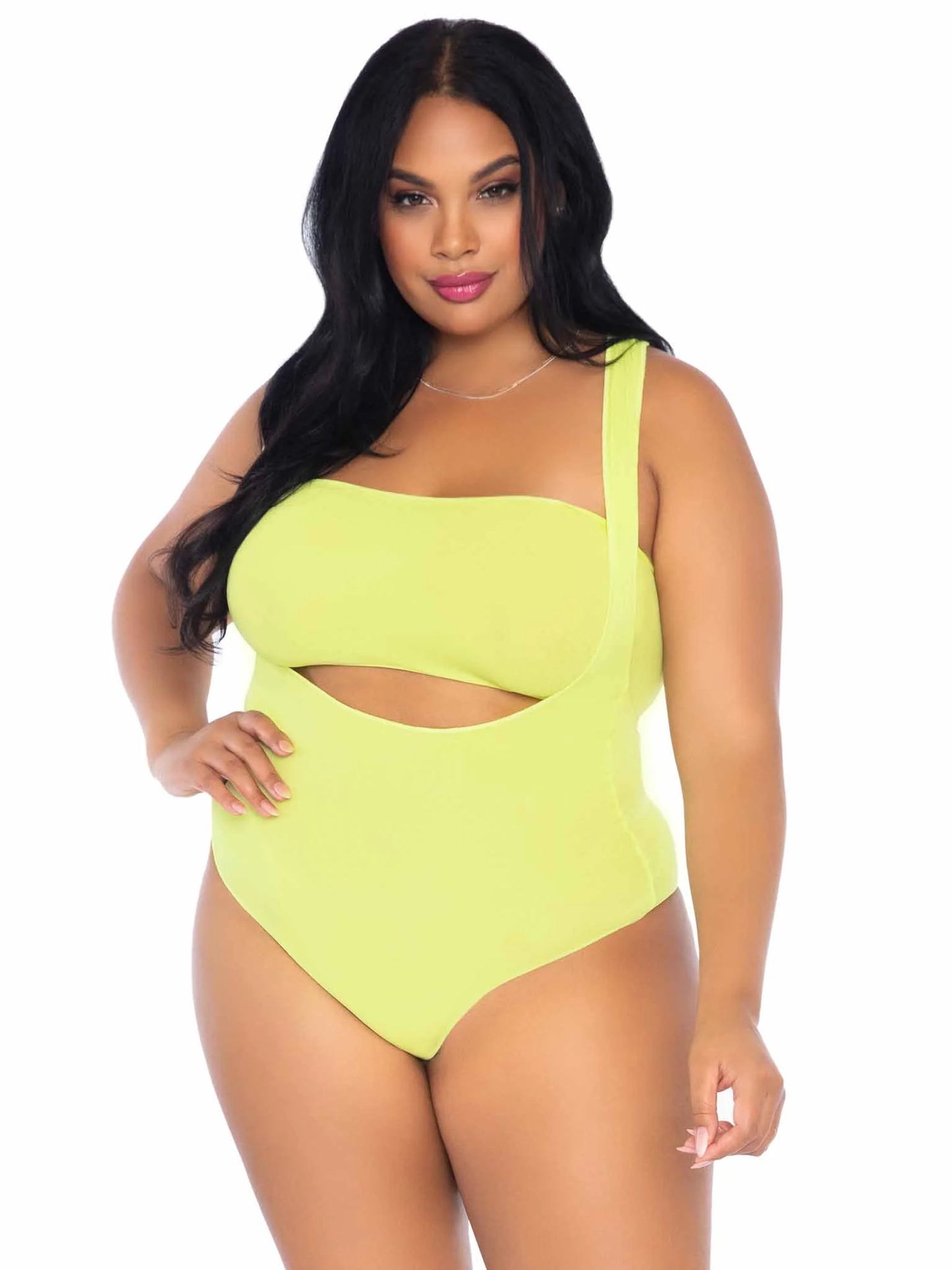 89261x Tongue Tied Plus Bodysuit Set Yellow Neon