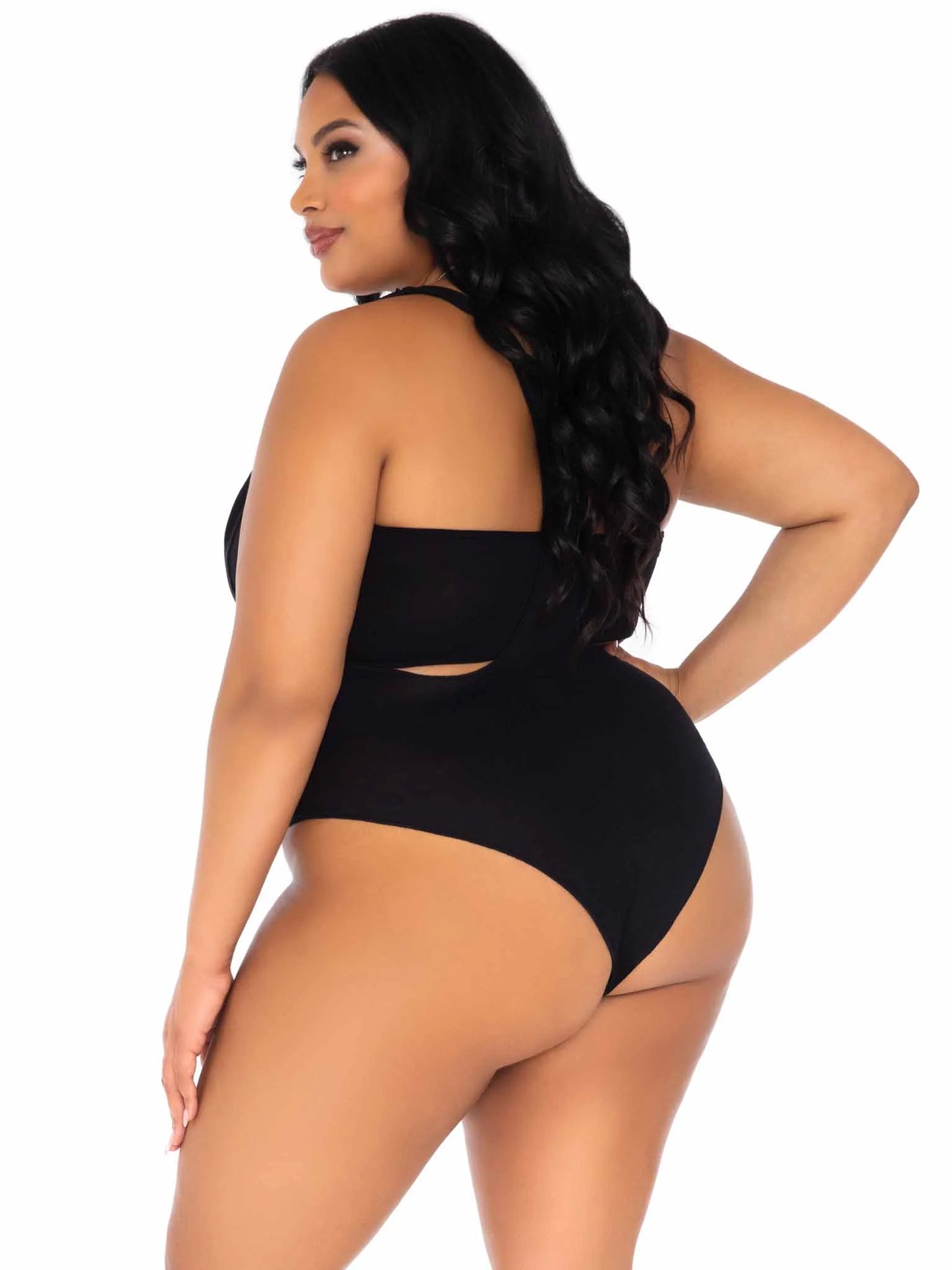 89261x Tongue Tied Plus Bodysuit Set Black