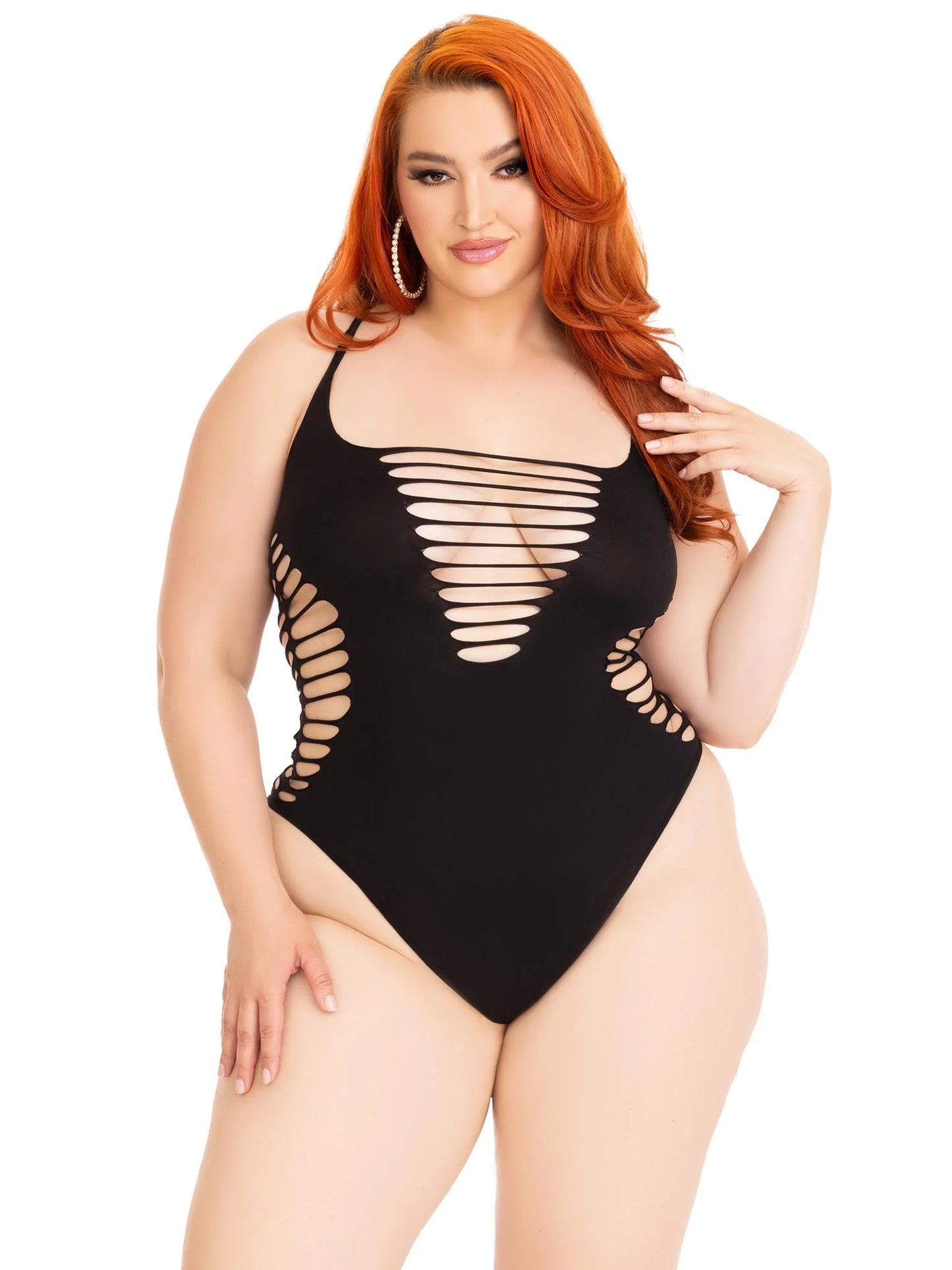 89294x Reckless Behavior Plus Bodysuit Black