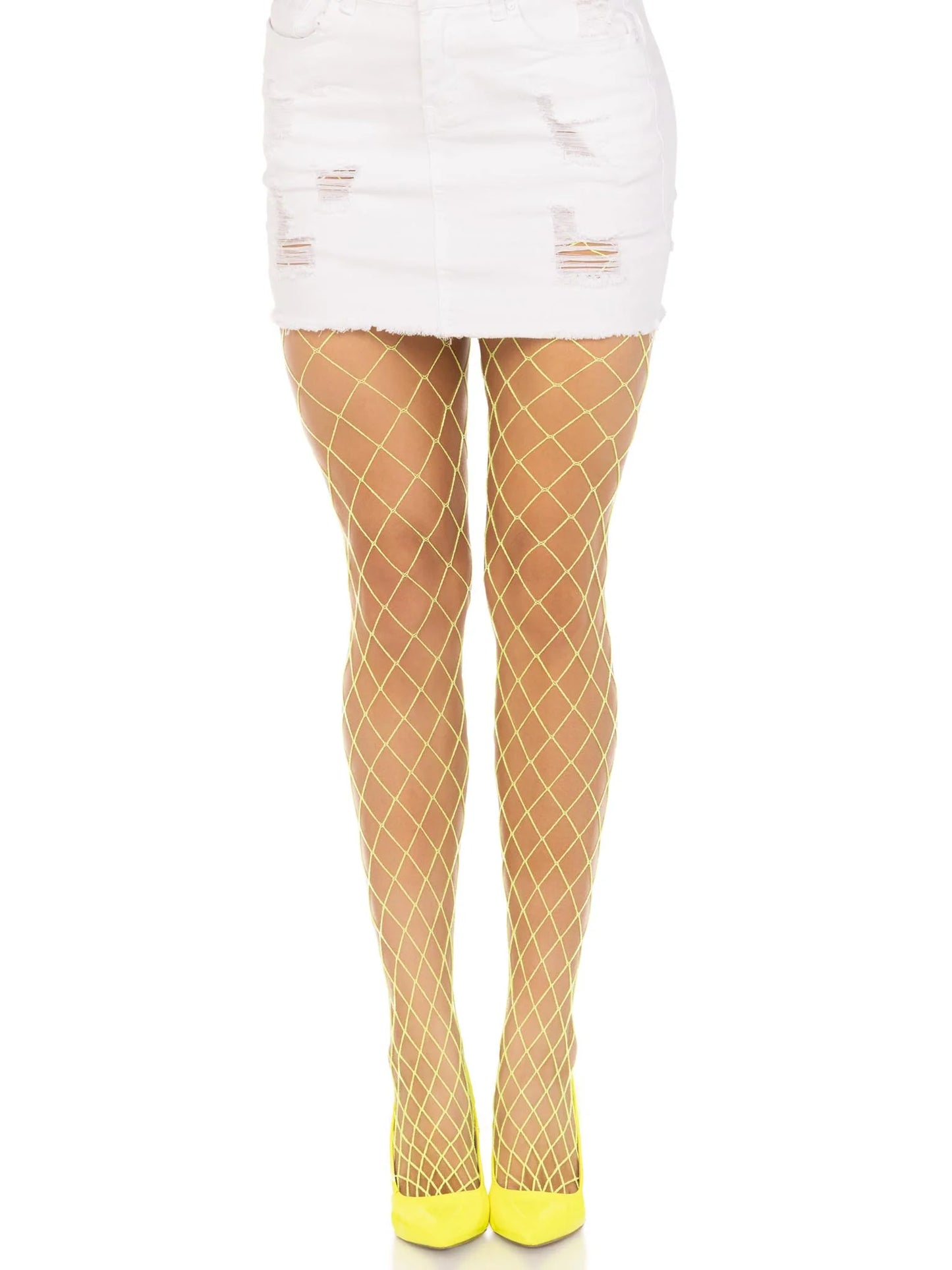 9005 Xena Spandex Diamond Tights Neon Yellow