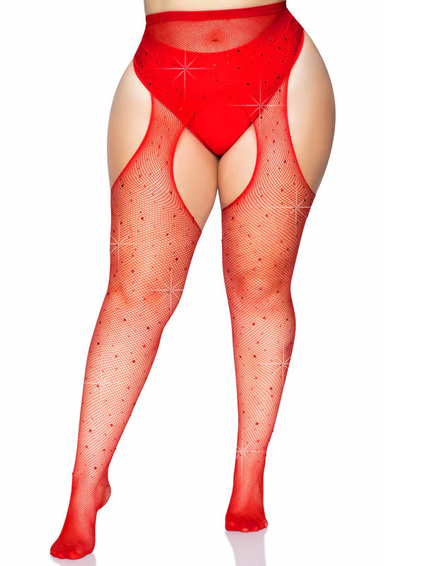 9108X Casey Plus Rhinestone Fishnet Pantyhose