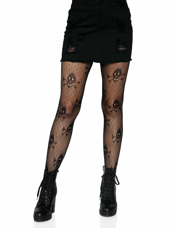 9160 Pirate Net Skull Tights