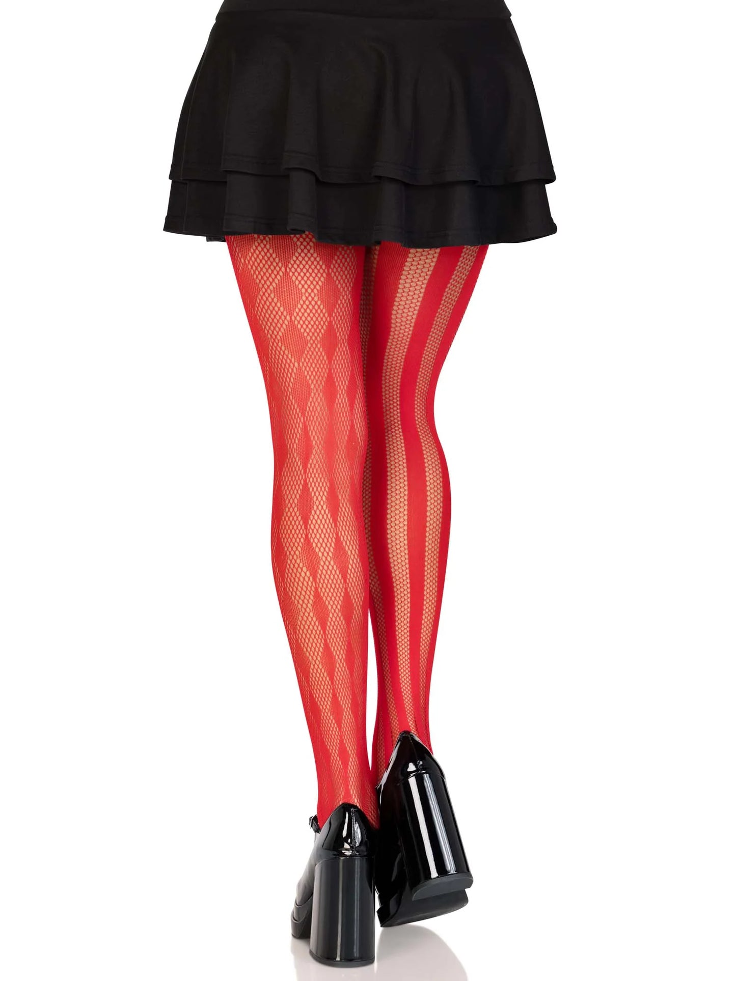 9726 Harlequin Net Tights Red