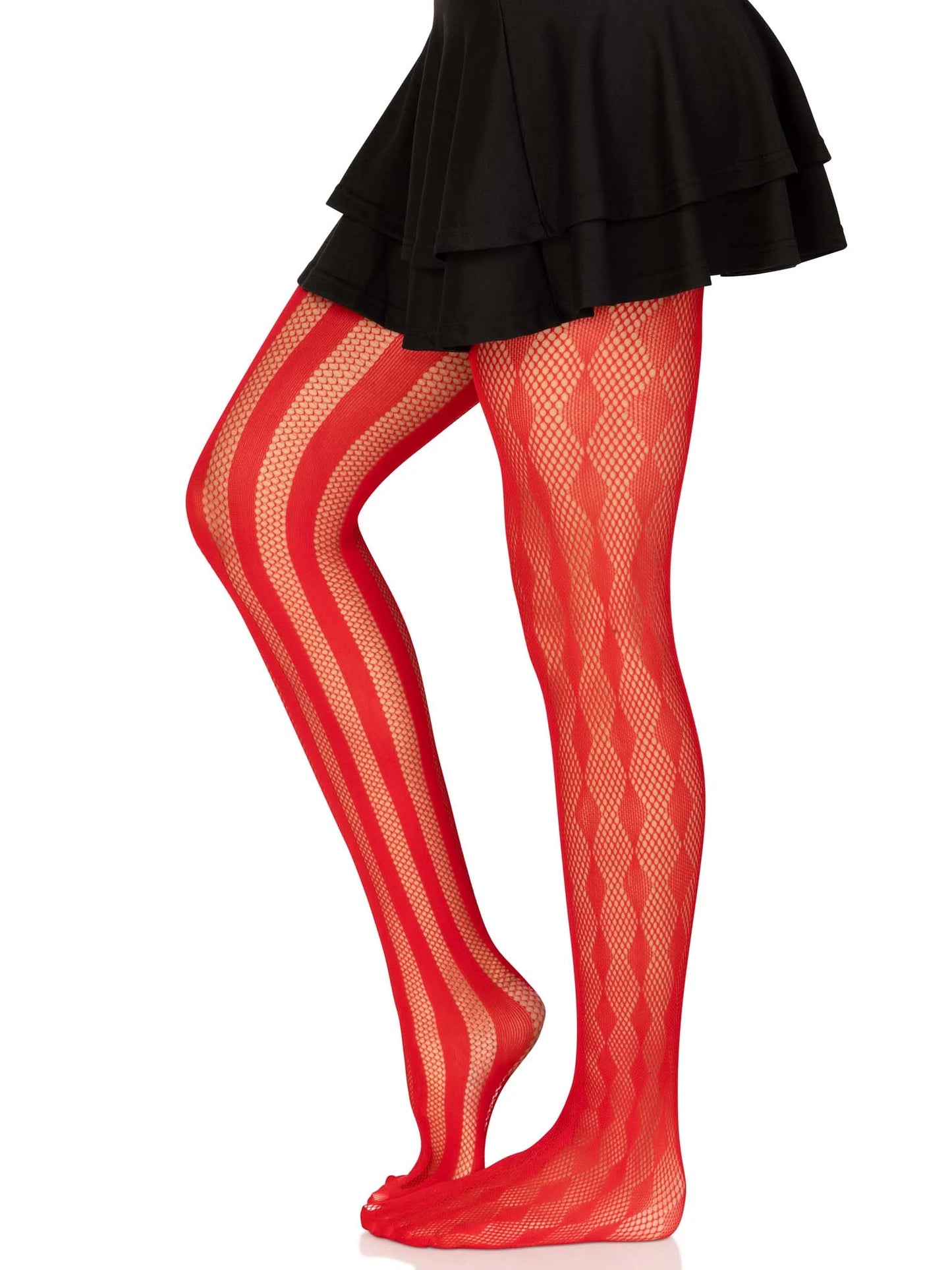 9726 Harlequin Net Tights Red