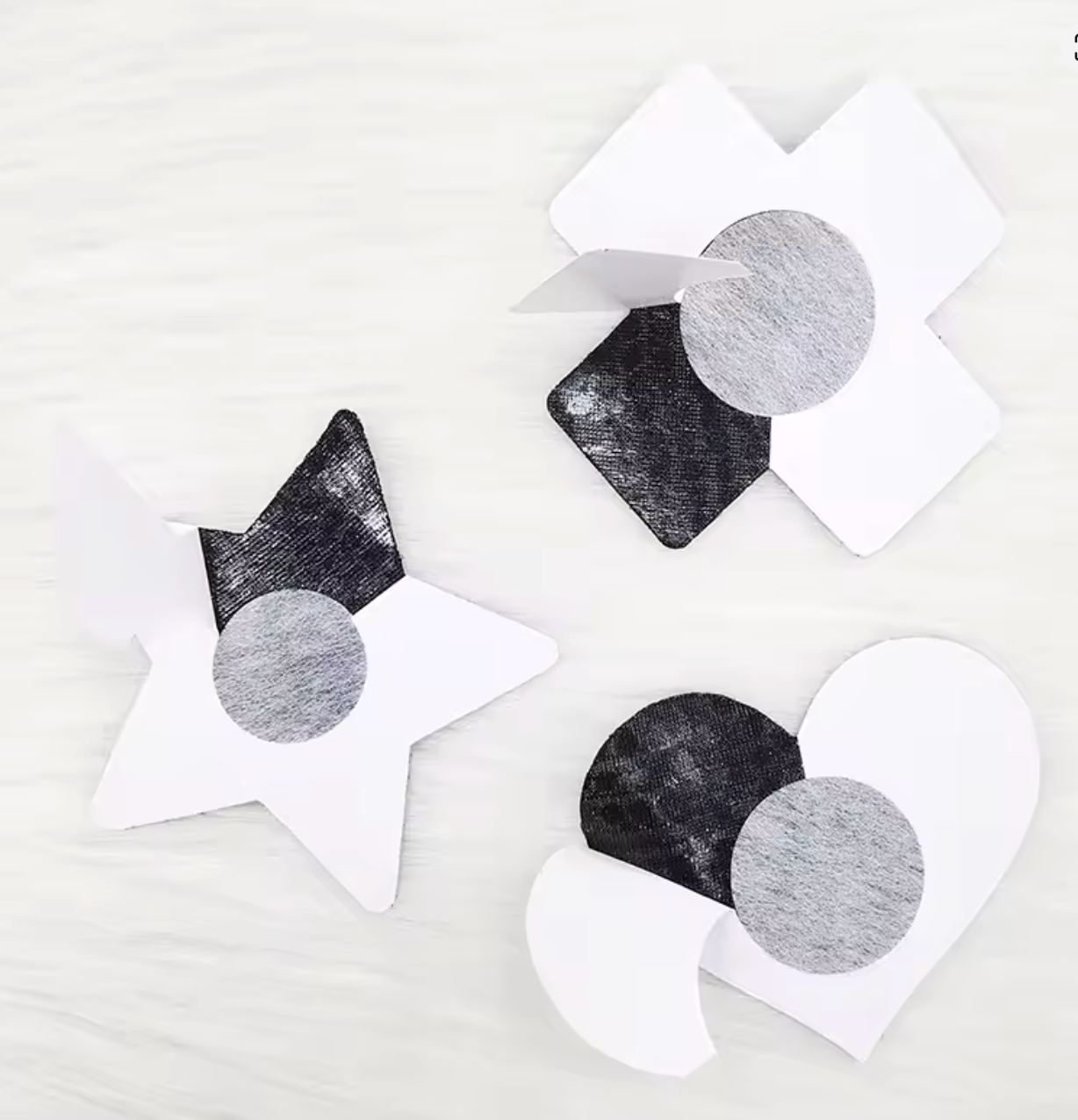 PG2O1 Disposable Adhesive Nipples Covers Black Hologram Heart