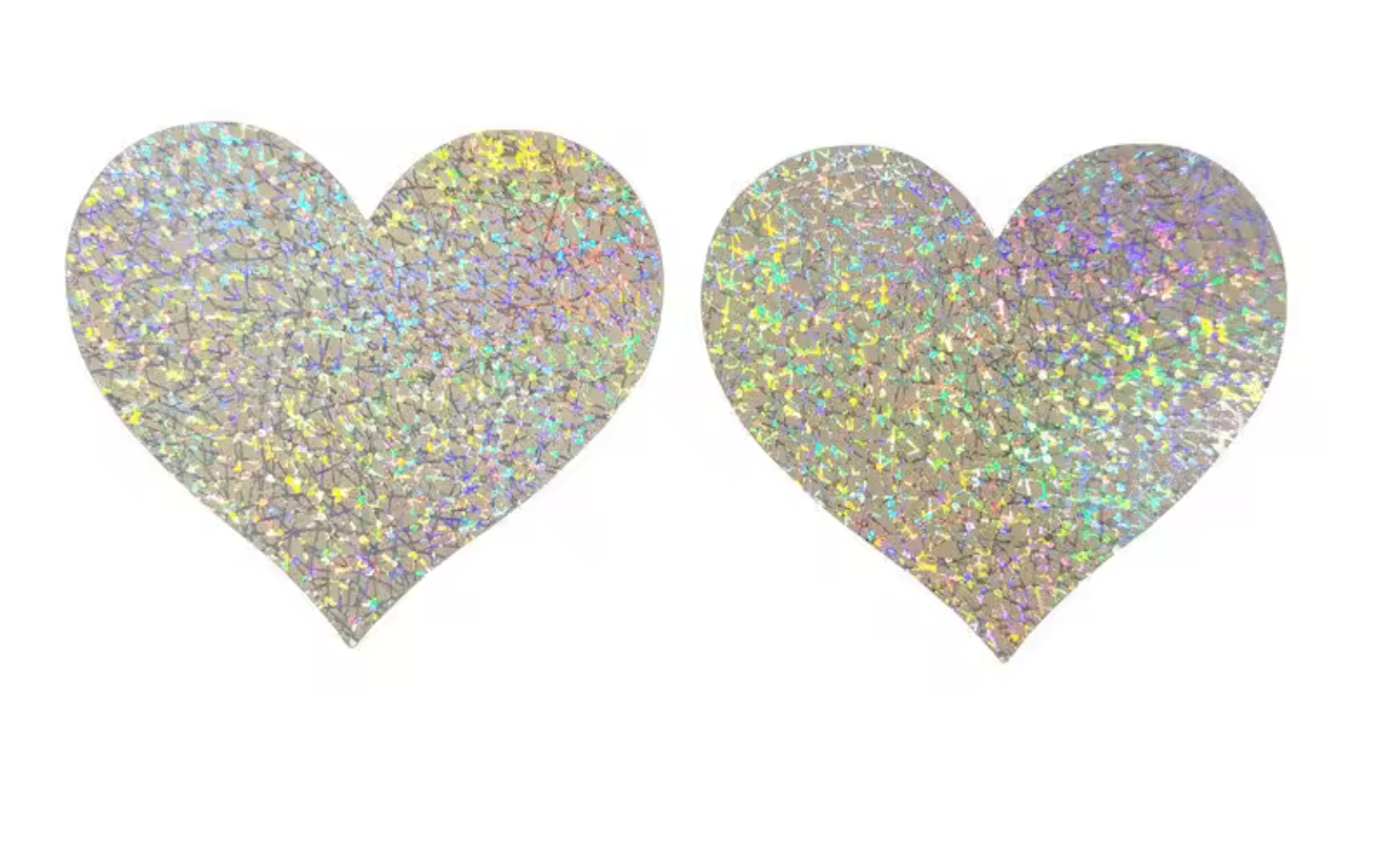 PG211 Disposable Adhesive Nipples Covers Holo Textured Heart