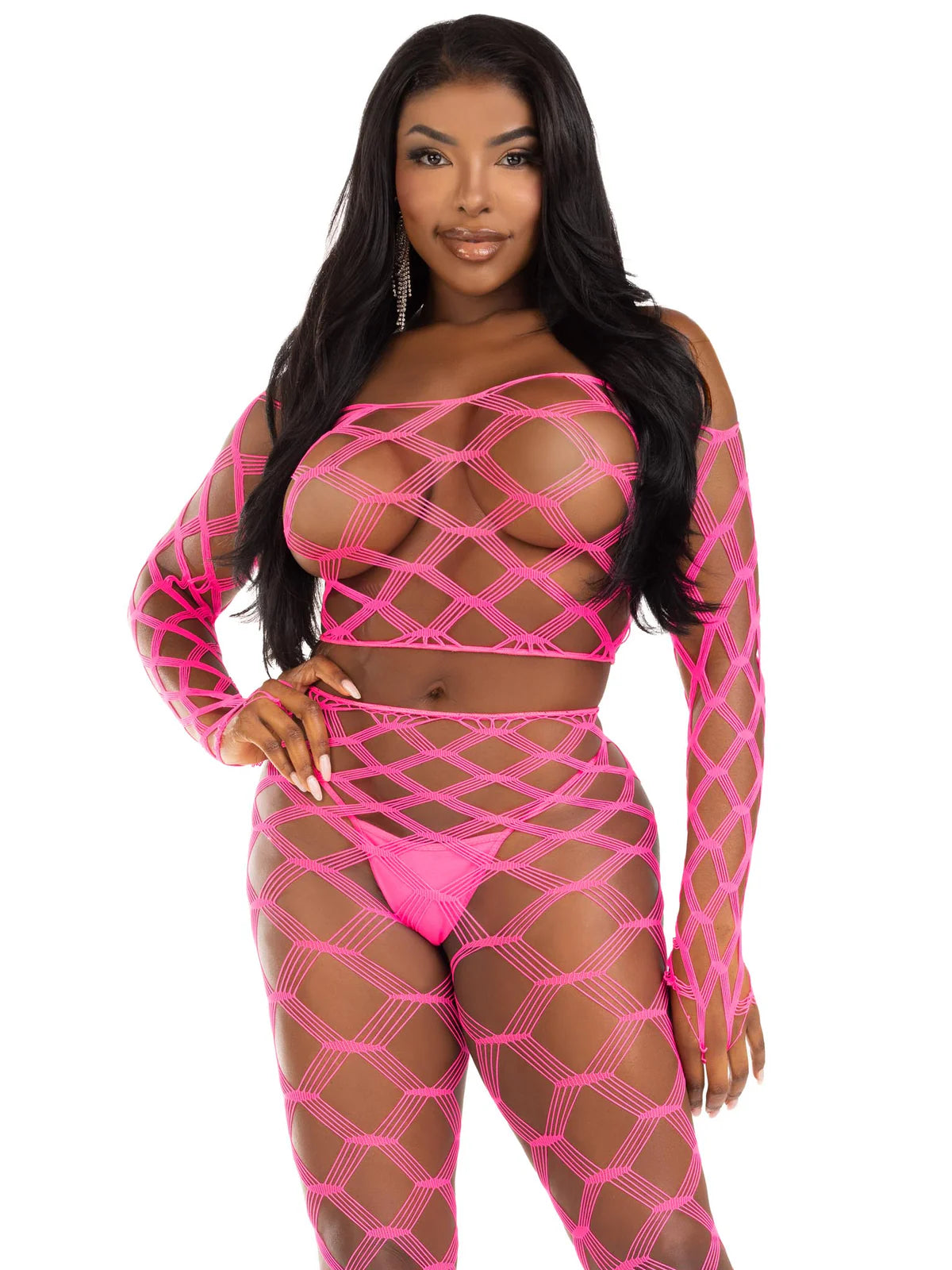89325 Never Say Never Crop Top and Tights Set Pink