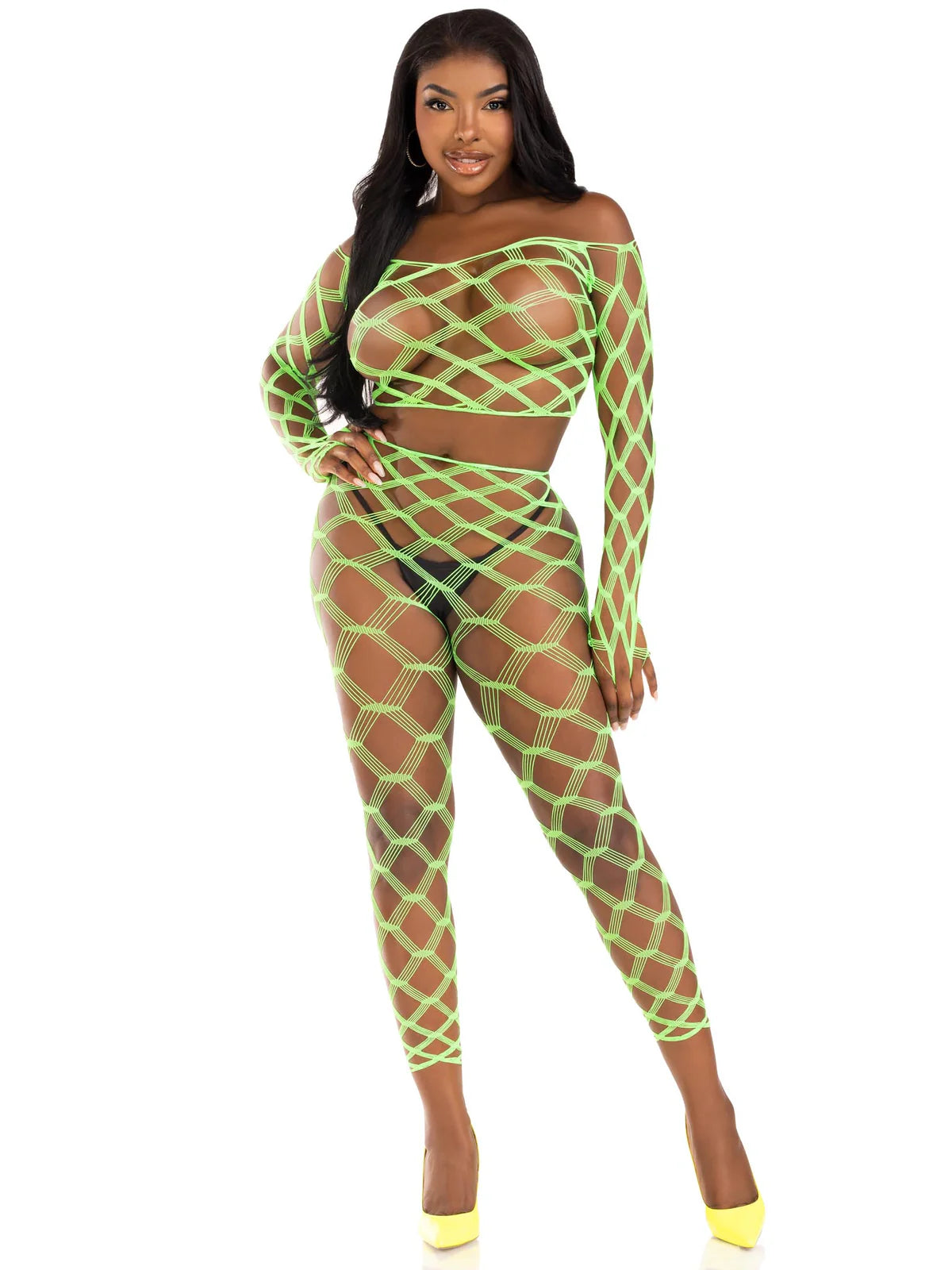 89325 Never Say Never Crop Top and Tights Set Green
