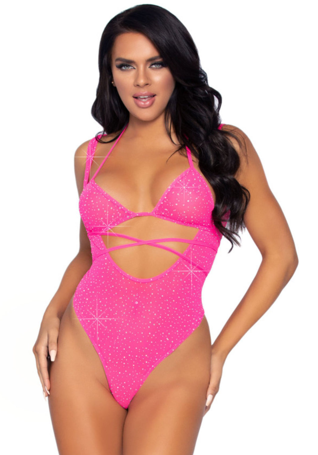 89284 Can't Get Enough Bodysuit Set Neon Pink