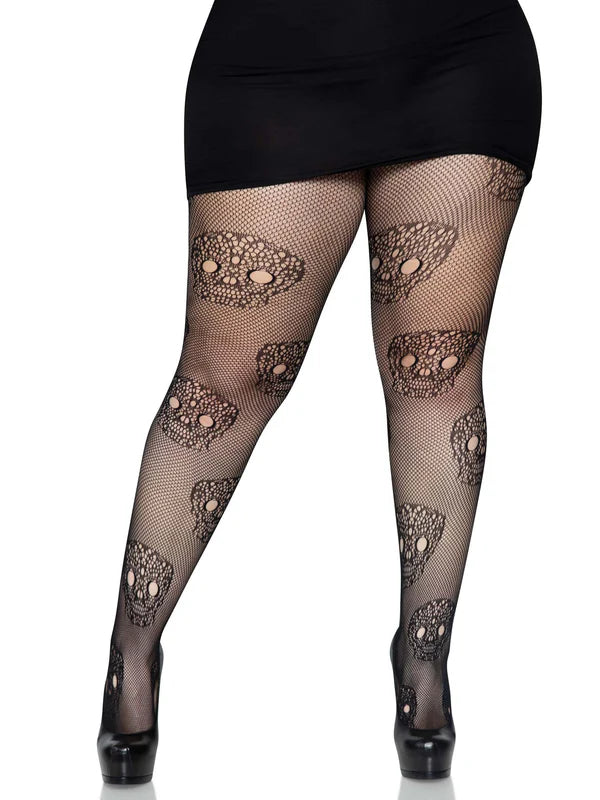 9723X Calavera Plus Lace Skull Tights
