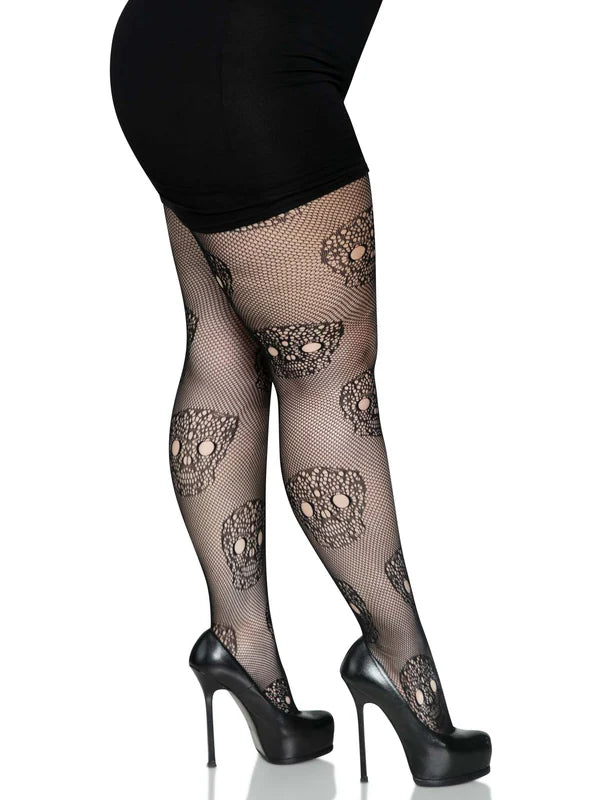 9723X Calavera Plus Lace Skull Tights