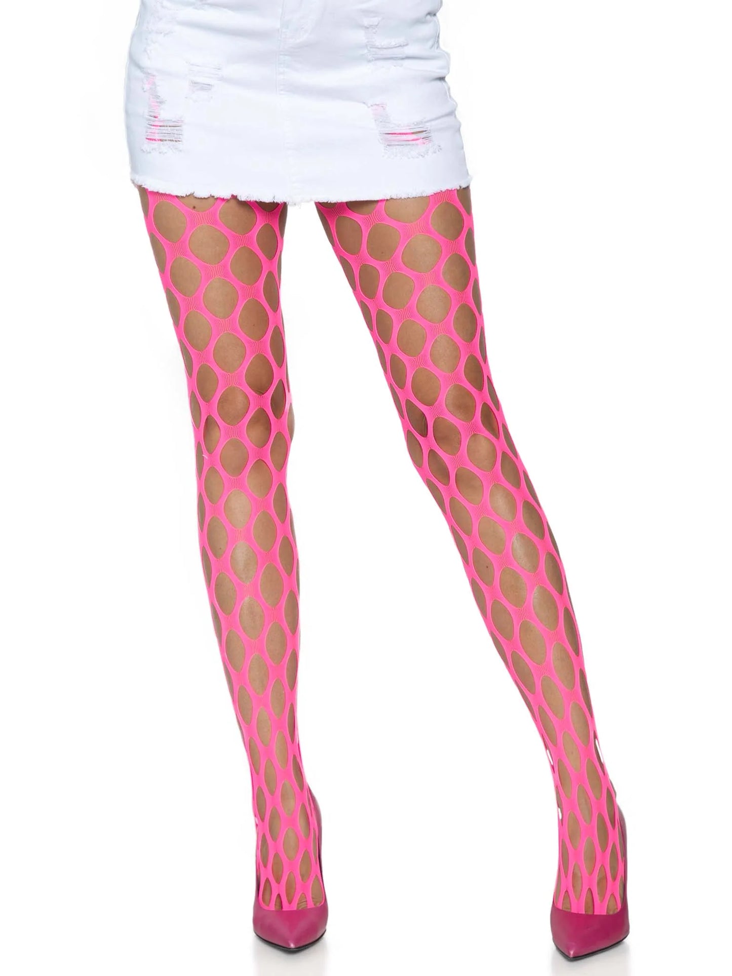 9331 Ivy Pothole Net Tights Hot Pink