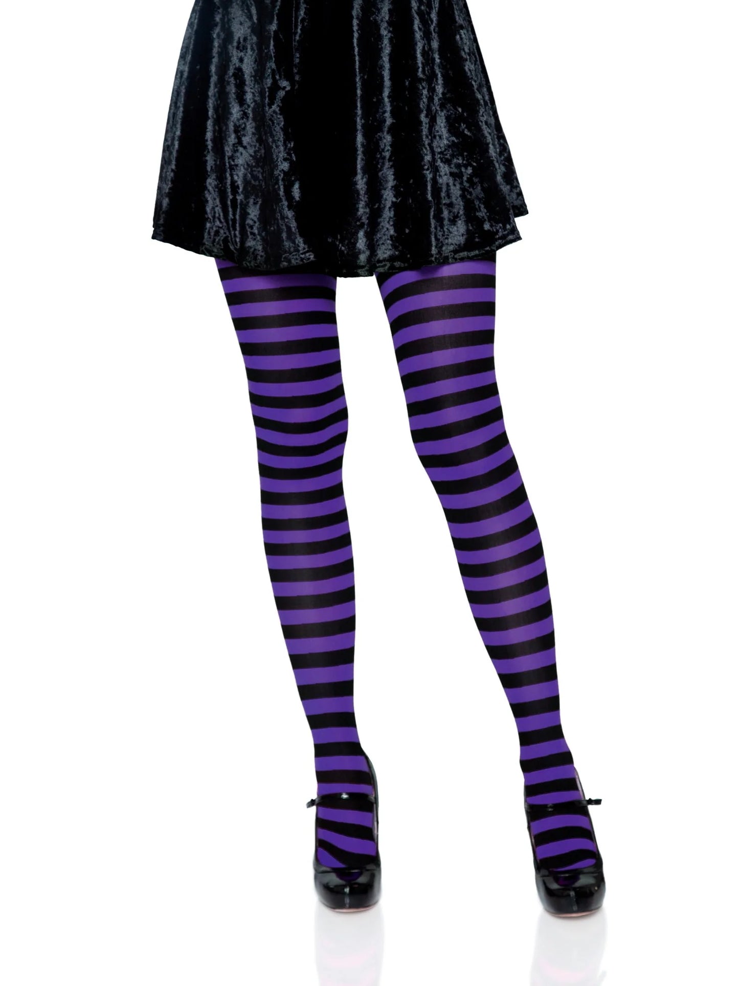 7100 Jada Striped Women's Tights Black and Purple