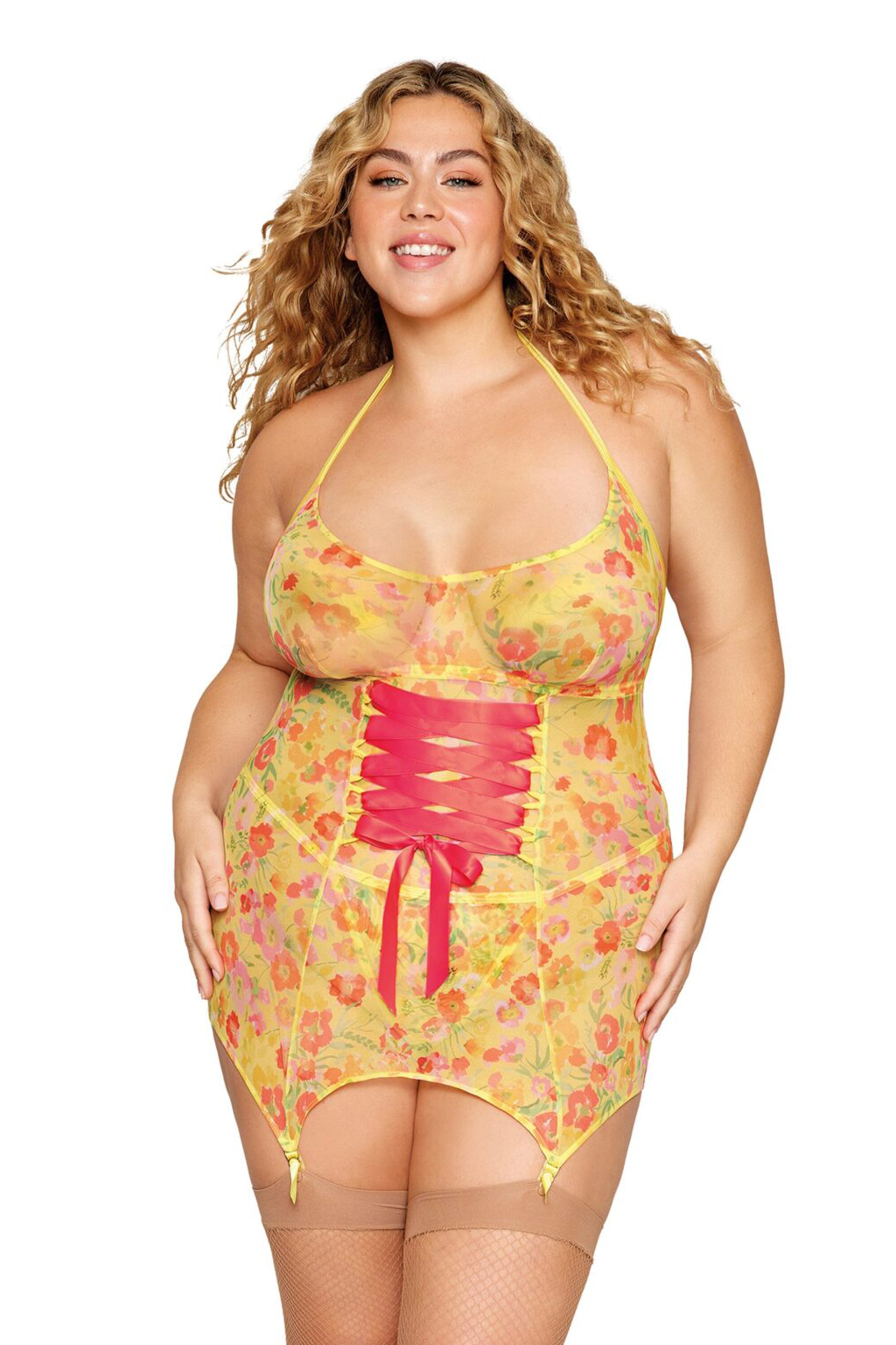 13407x Dreamgirl Garter Slip & G-String Plus Size