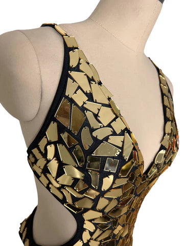 GMI-005 Golden Mirror Glam One Piece Bodysuit
