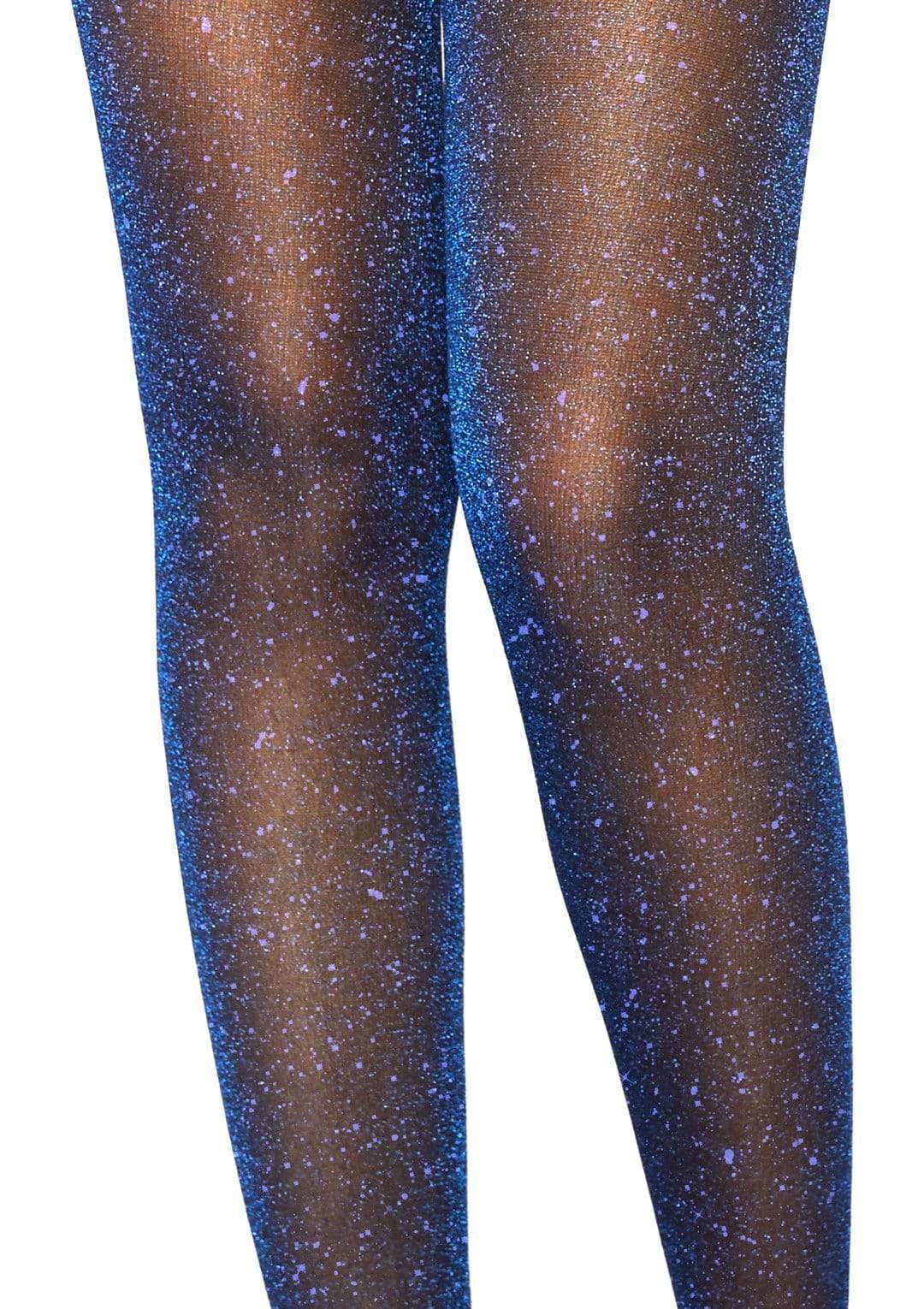 7130 Marsha Lurex Shimmer Tights Black and Blue