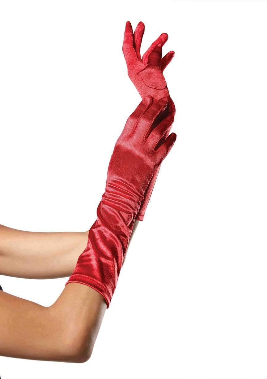 8B Satin Elbow Length Costume Gloves Red