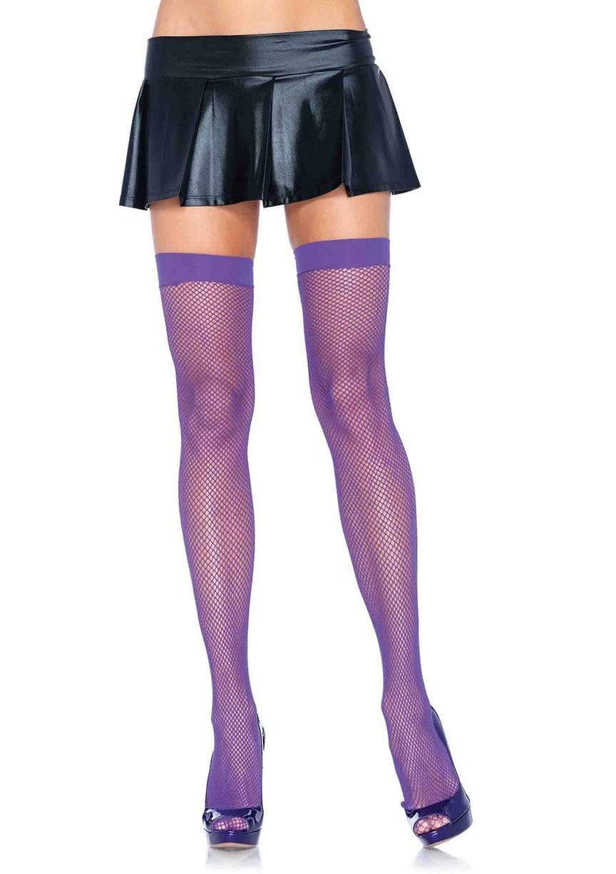 9011 Joy Fishnet Thigh High Stockings Purple