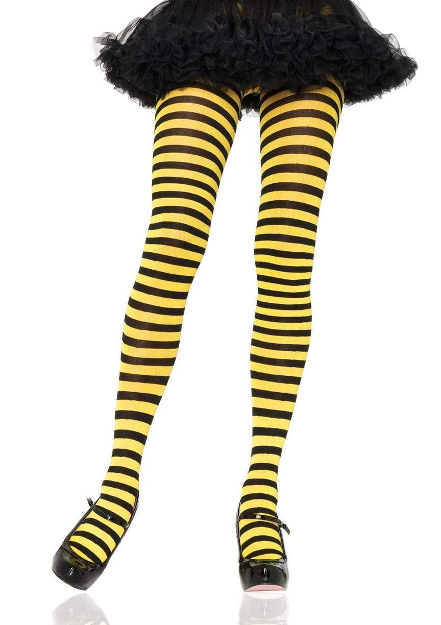 7100 Jada Striped Women's Tights Black with Yellow