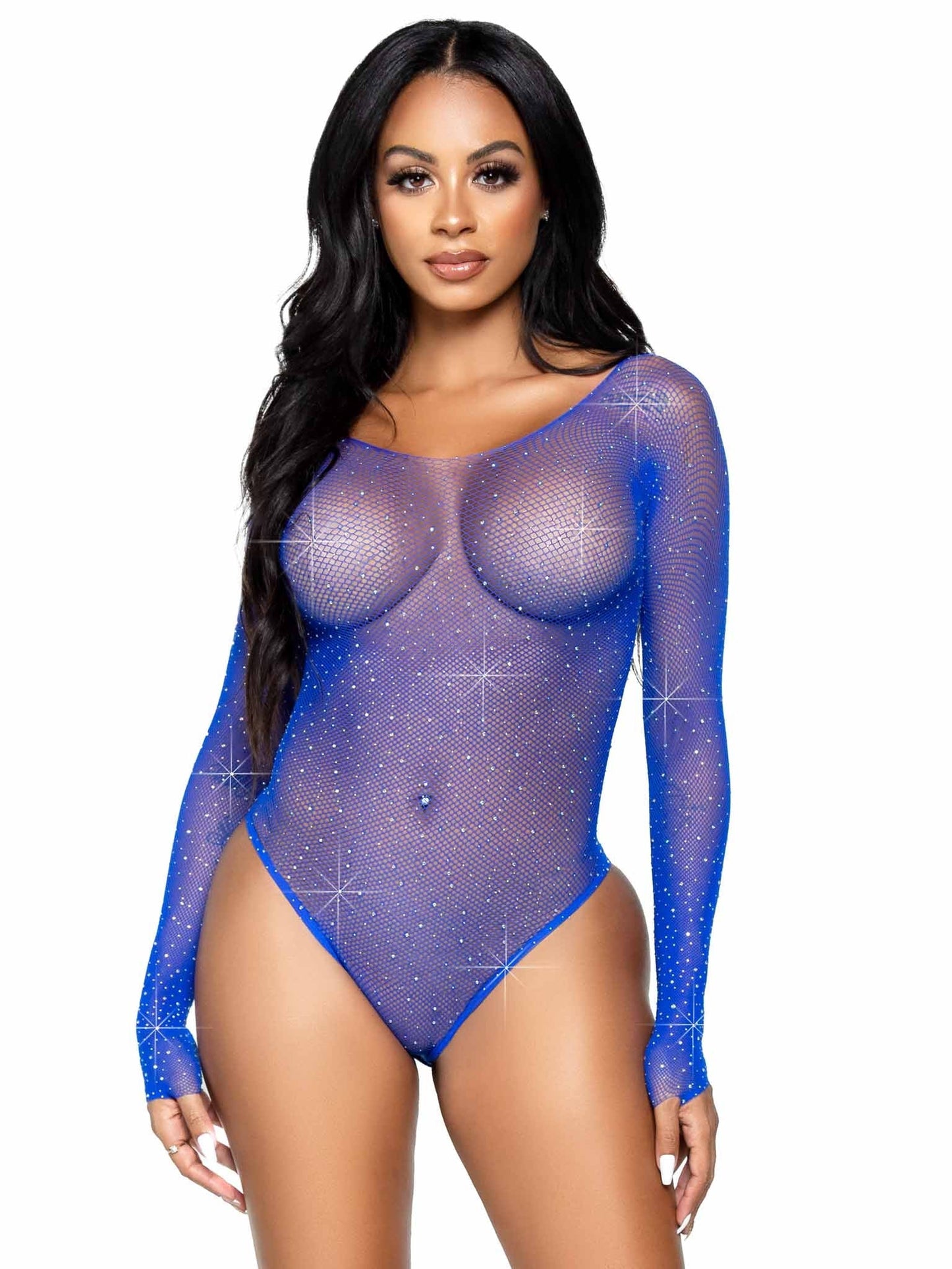 89231 Falling 4 U Rhinestone Bodysuit Blue