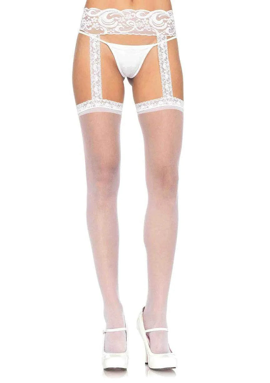 1767 Thea Garter Belt Thigh High White